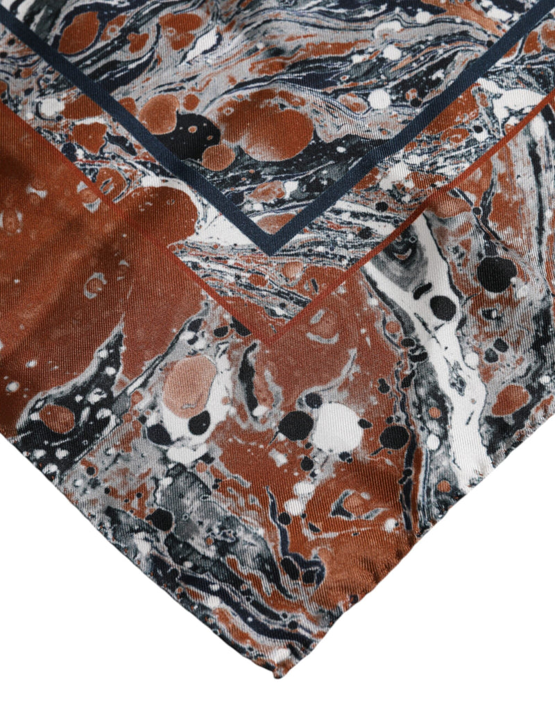Multicolor Marble Silk Square Foulard Scarf Dolce & Gabbana