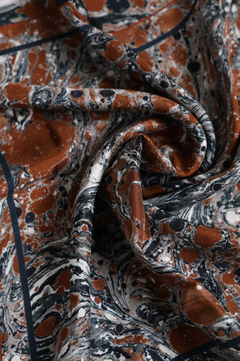 Multicolor Marble Silk Square Foulard Scarf Dolce & Gabbana