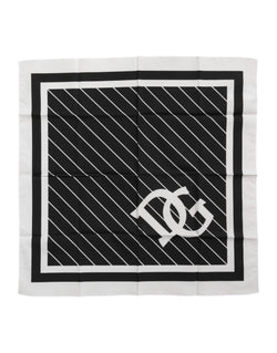 Black White DG Logo Square Men Foulard Scarf Dolce & Gabbana