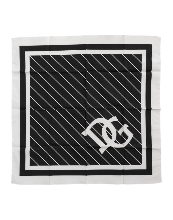 Black White DG Logo Square Men Foulard Scarf Dolce & Gabbana