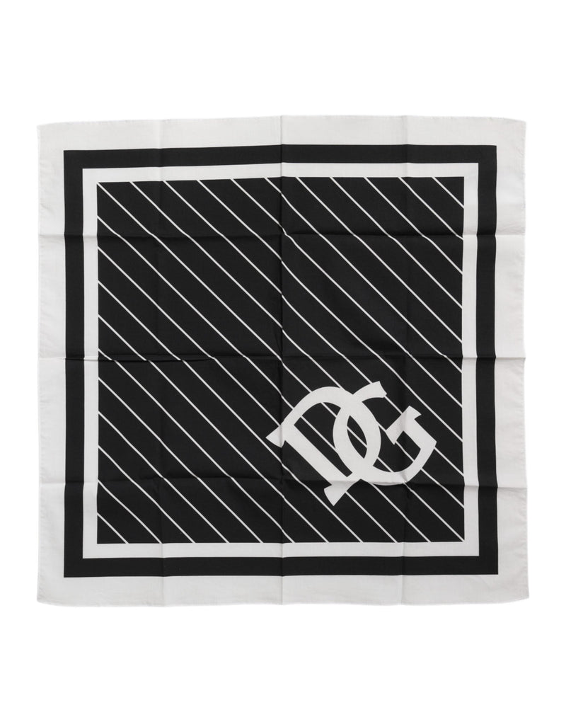 Black White DG Logo Square Men Foulard Scarf Dolce & Gabbana