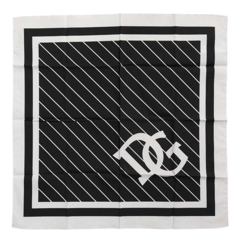 Black White DG Logo Square Men Foulard Scarf Dolce & Gabbana