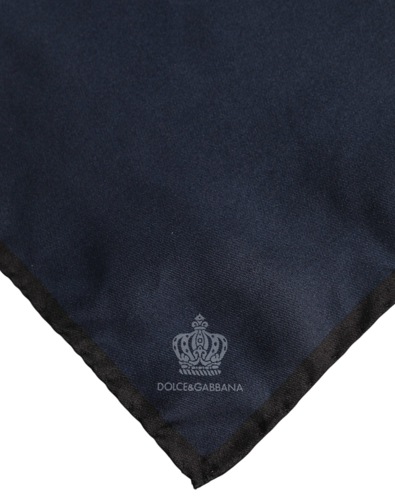 Blue DG Crown Silk Square Men Foulard Scarf Dolce & Gabbana