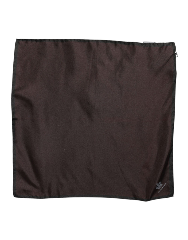 Brown DG Crown Silk Square Men Foulard Scarf Dolce & Gabbana