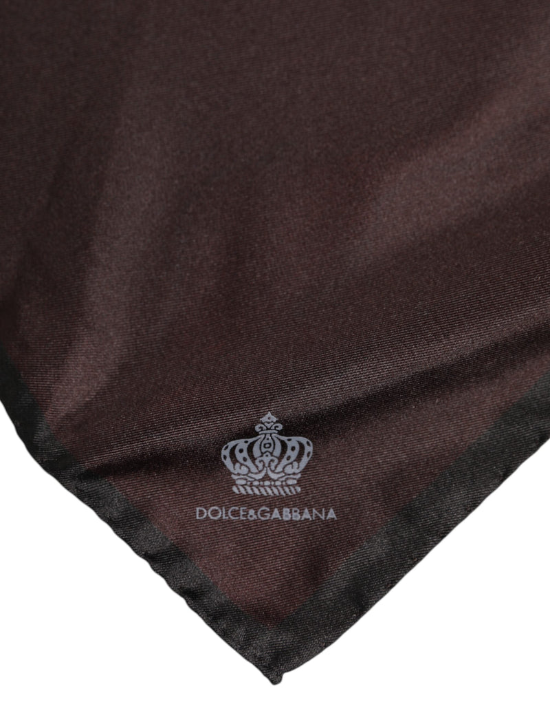 Brown DG Crown Silk Square Men Foulard Scarf Dolce & Gabbana