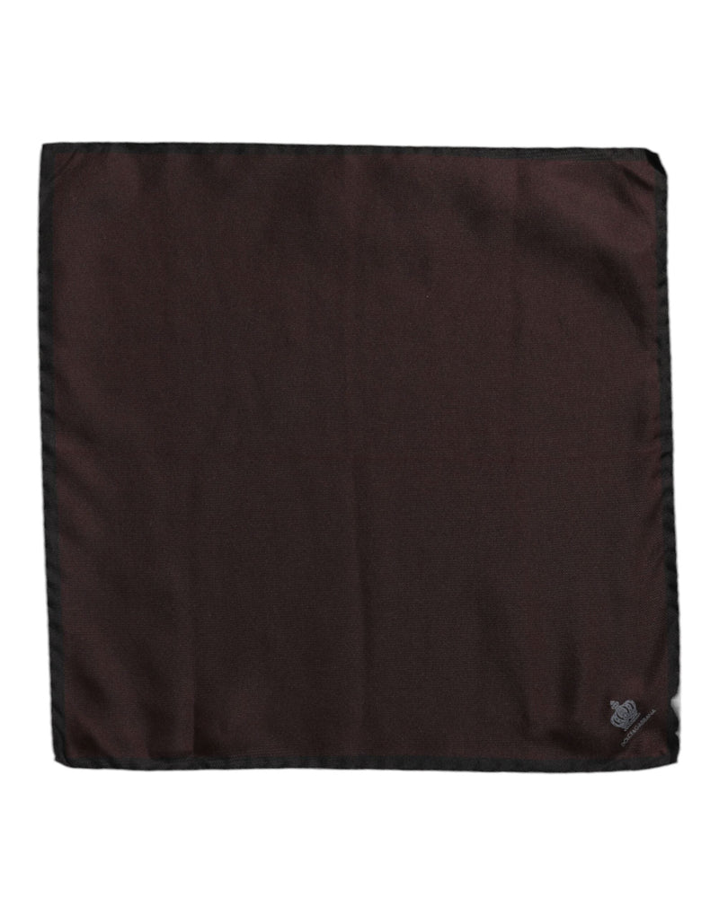Brown DG Crown Silk Square Men Foulard Scarf Dolce & Gabbana