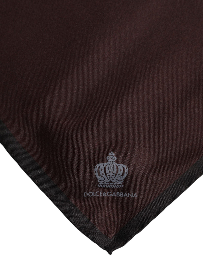 Brown DG Crown Silk Square Men Foulard Scarf Dolce & Gabbana
