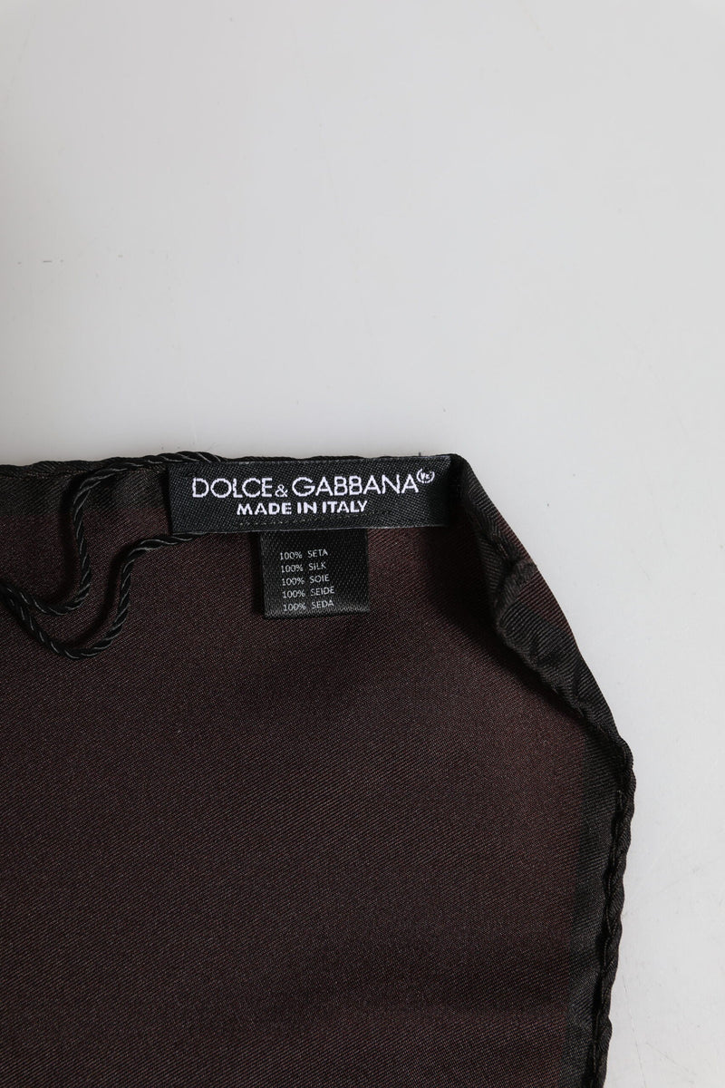Brown DG Crown Silk Square Men Foulard Scarf Dolce & Gabbana
