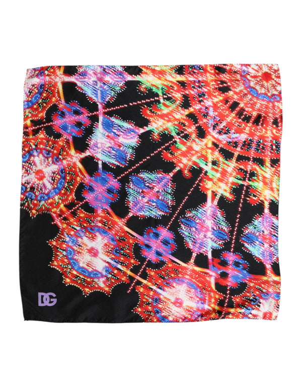 Black Multicolor Print Square Foulard Scarf Dolce & Gabbana