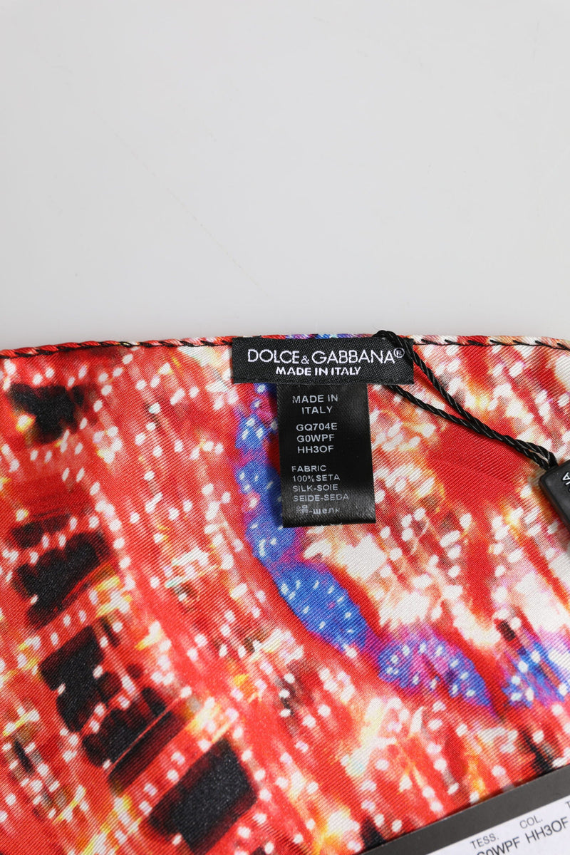 Black Multicolor Print Square Foulard Scarf Dolce & Gabbana