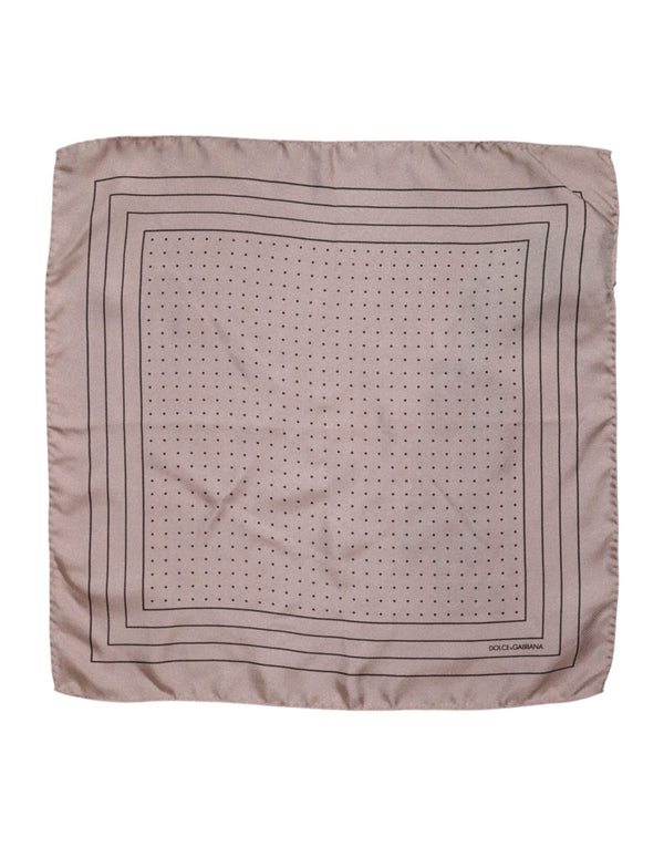 Beige Dotted Silk Square Men Foulard Scarf Dolce & Gabbana
