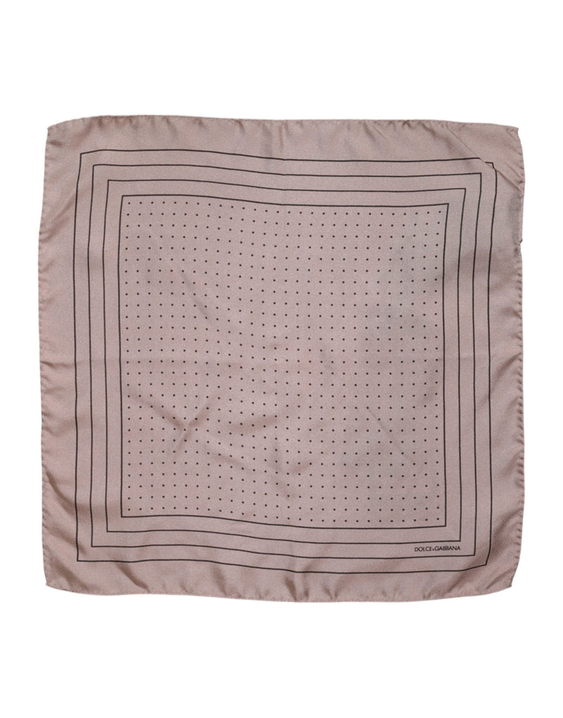 Beige Dotted Silk Square Men Foulard Scarf Dolce & Gabbana