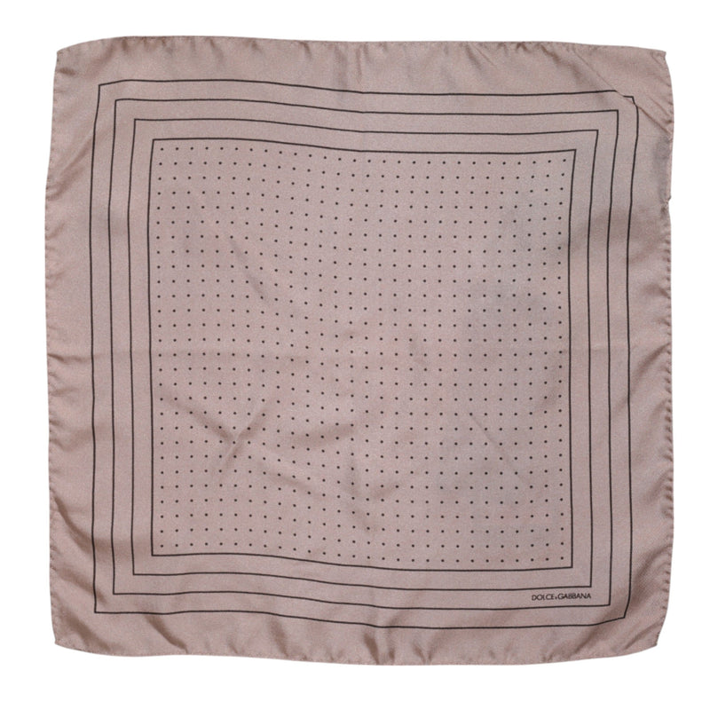 Beige Dotted Silk Square Men Foulard Scarf Dolce & Gabbana