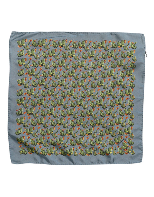 Gray Green Cactus Print Square Foulard Scarf Dolce & Gabbana