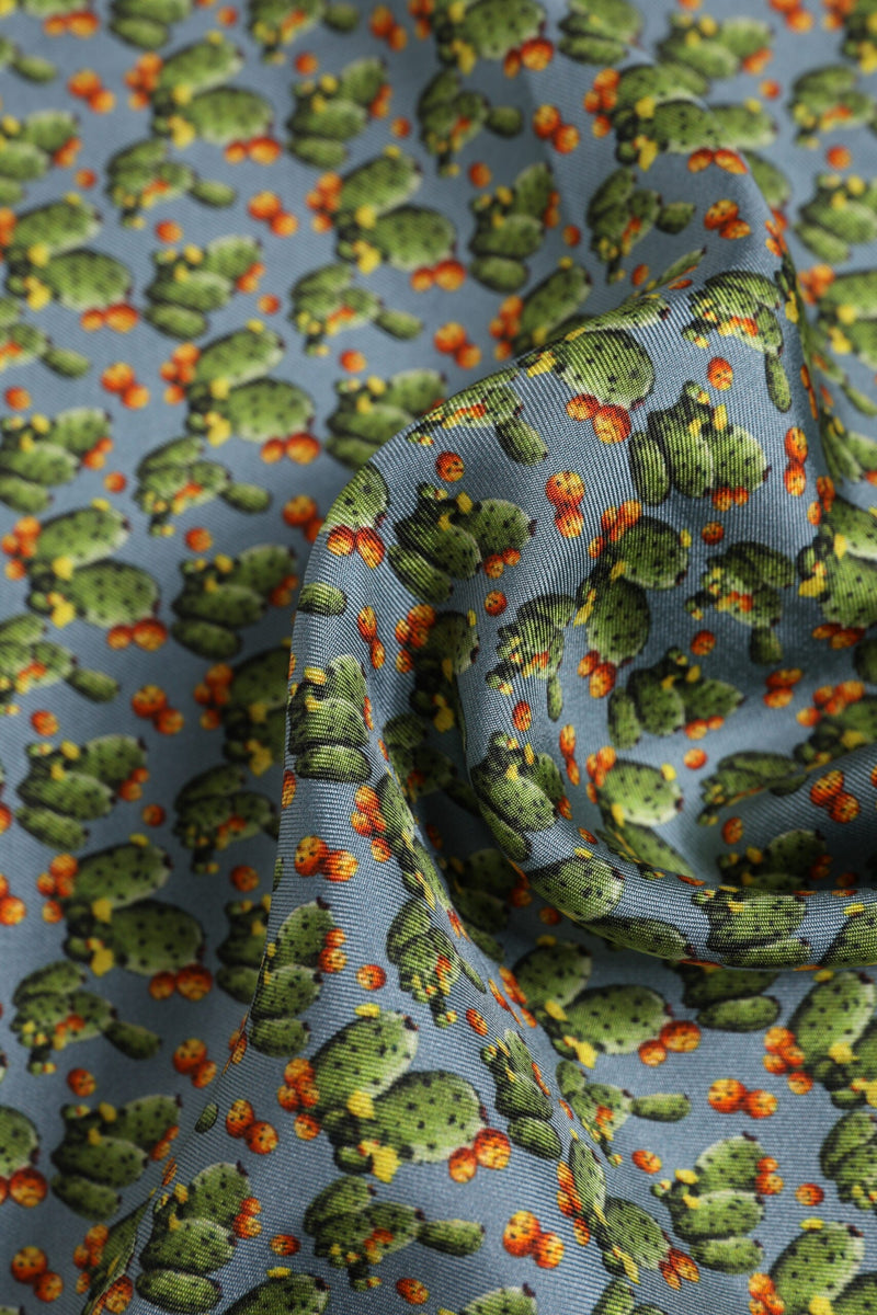 Gray Green Cactus Print Square Foulard Scarf Dolce & Gabbana
