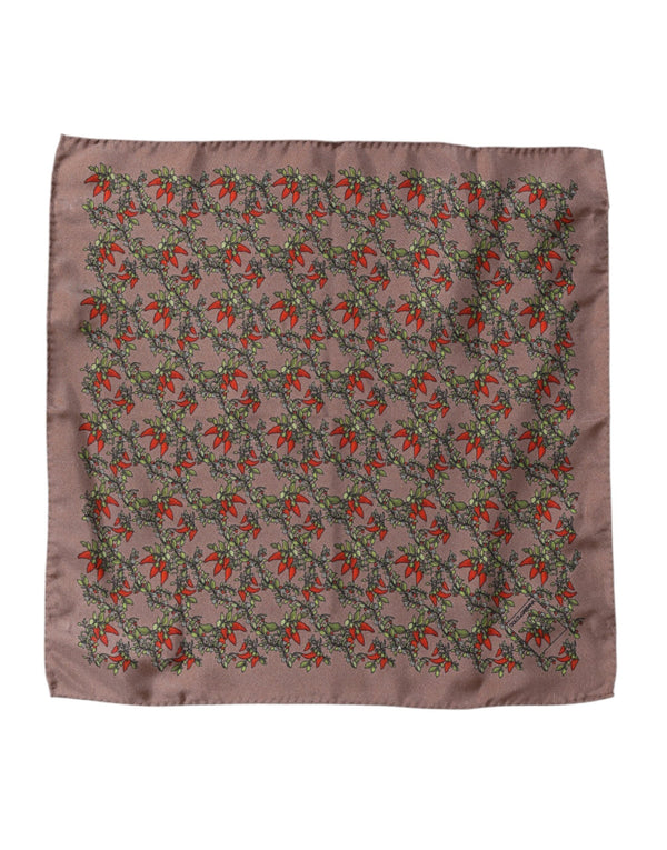 Brown Chilis Silk Square Men Foulard Scarf Dolce & Gabbana