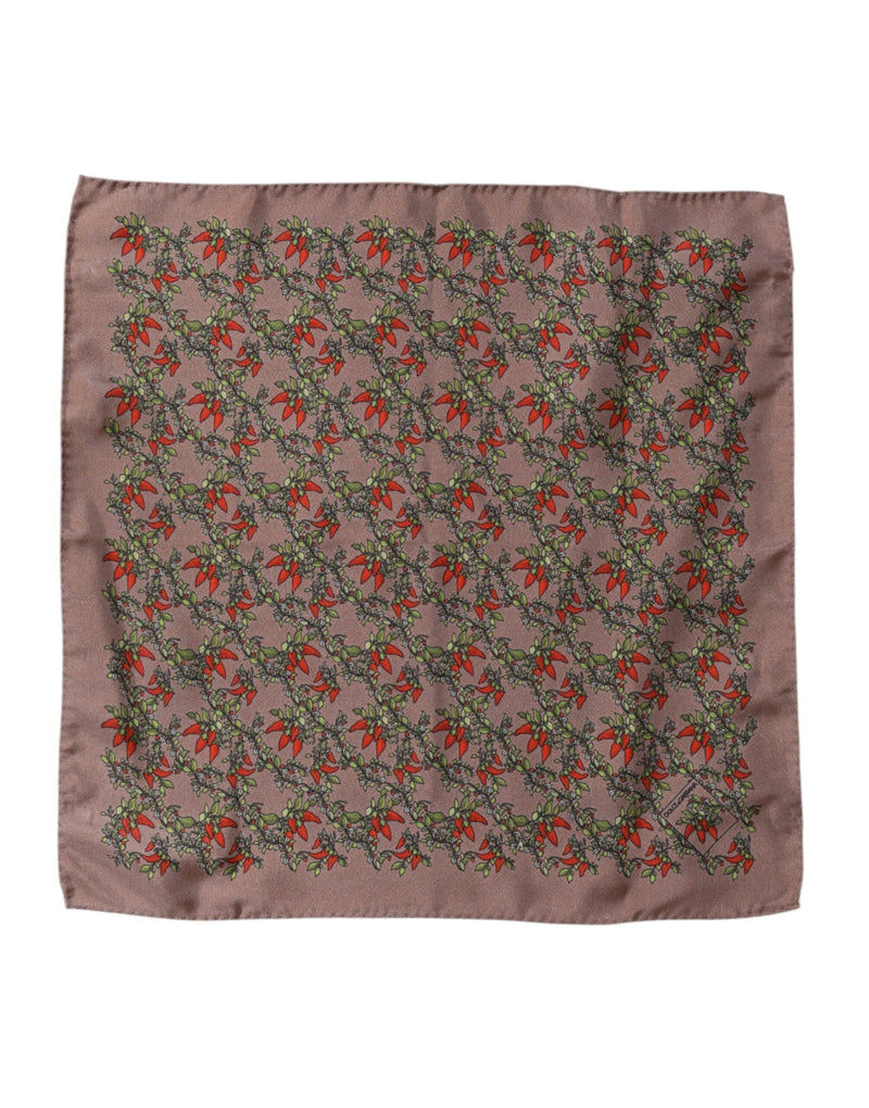 Brown Chilis Silk Square Men Foulard Scarf Dolce & Gabbana