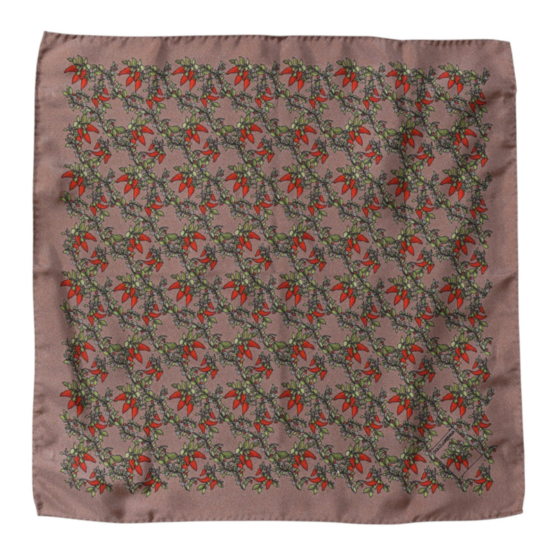 Brown Chilis Silk Square Men Foulard Scarf Dolce & Gabbana