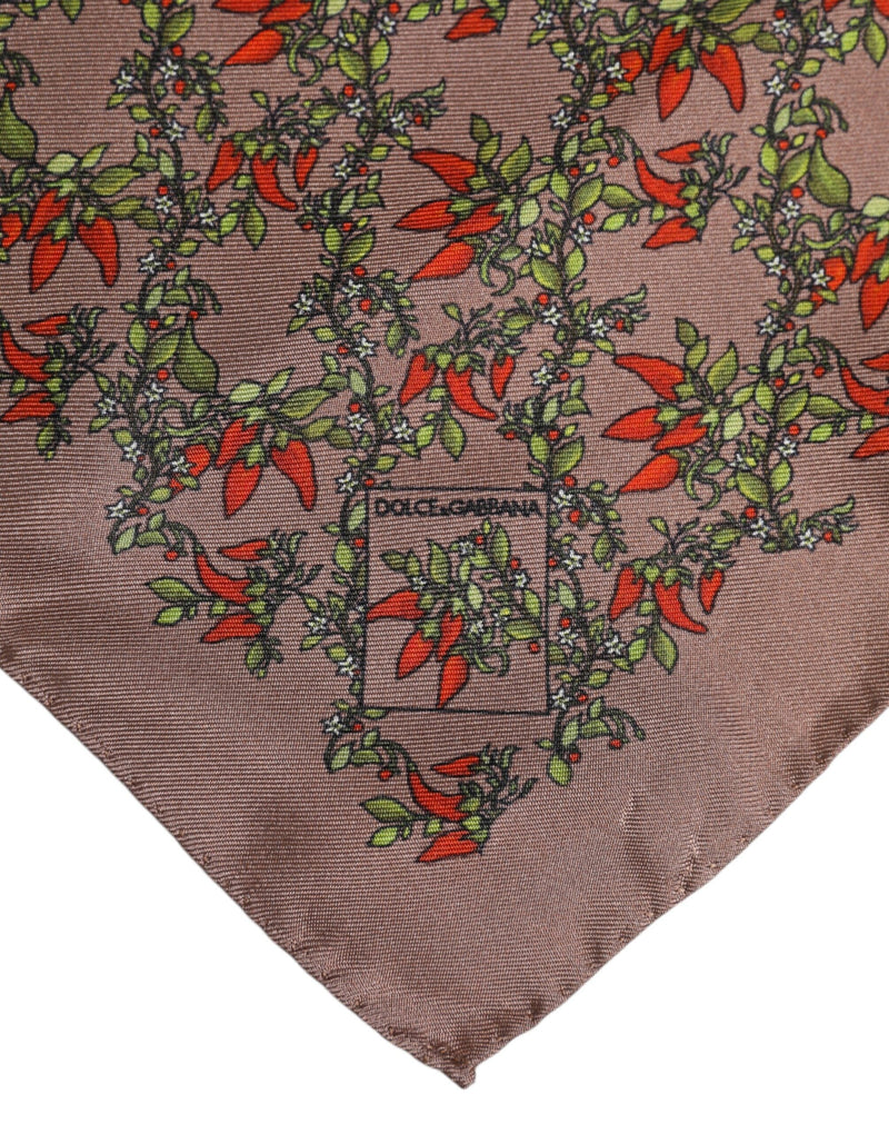 Brown Chilis Silk Square Men Foulard Scarf Dolce & Gabbana