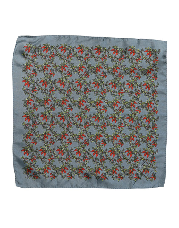 Gray Chilis Silk Square Men Foulard Scarf Dolce & Gabbana