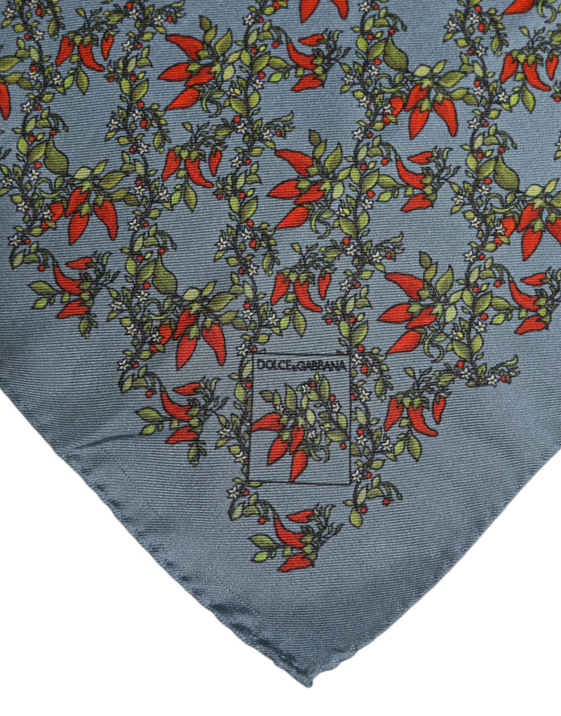 Gray Chilis Silk Square Men Foulard Scarf Dolce & Gabbana