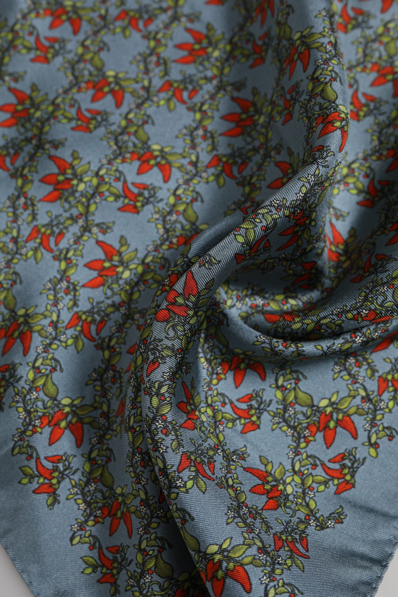 Gray Chilis Silk Square Men Foulard Scarf Dolce & Gabbana