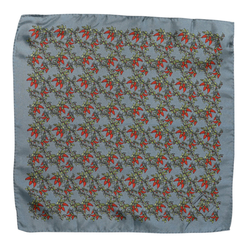 Gray Chilis Silk Square Men Foulard Scarf Dolce & Gabbana