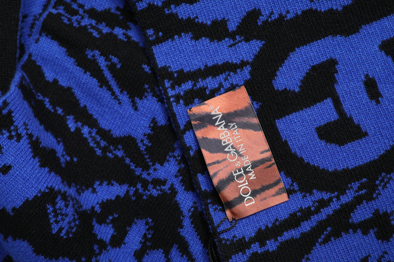 Blue Black Logo Neck Warmer Wrap Shawl Scarf Dolce & Gabbana