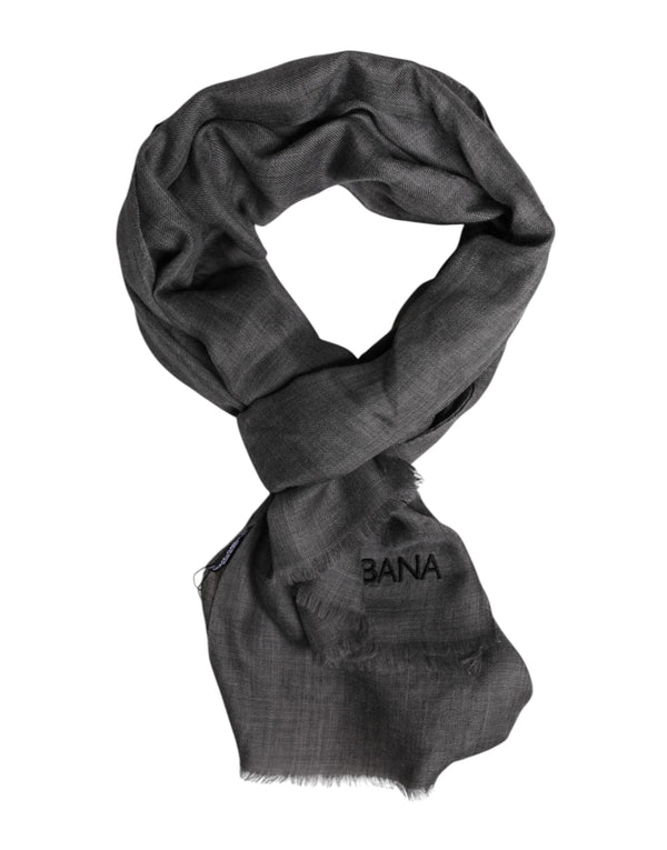 Gray Logo Print Neck Warmer Wrap Shawl Scarf Dolce & Gabbana