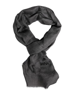 Gray Logo Print Neck Warmer Wrap Shawl Scarf Dolce & Gabbana