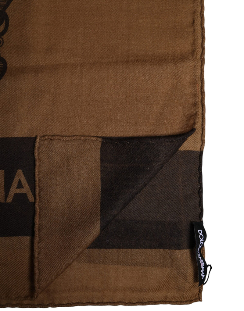 Brown DG Crown Neck Warmer Men Foulard Scarf Dolce & Gabbana
