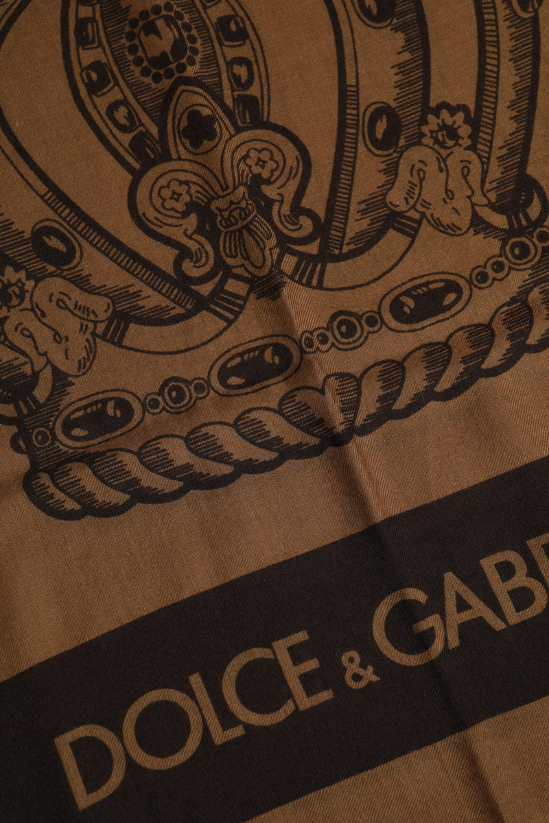 Brown DG Crown Neck Warmer Men Foulard Scarf Dolce & Gabbana