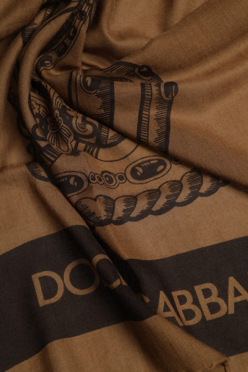 Brown DG Crown Neck Warmer Men Foulard Scarf Dolce & Gabbana