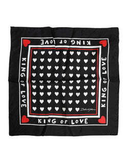 Black Printed Silk Square Men Foulard Scarf Dolce & Gabbana