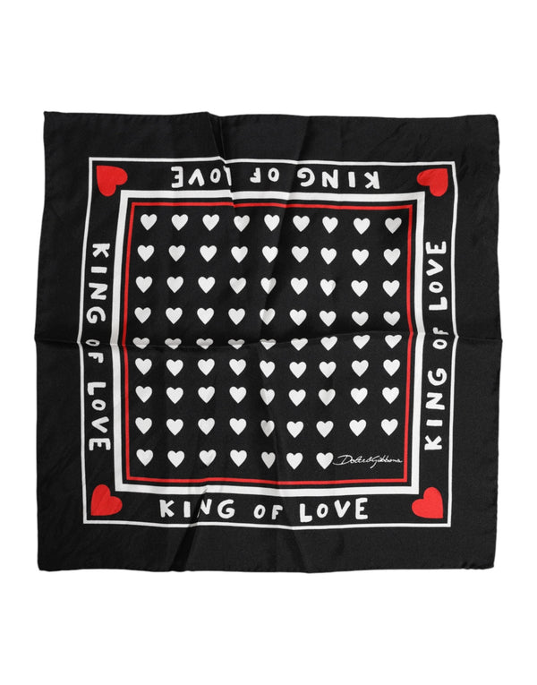 Black Printed Silk Square Men Foulard Scarf Dolce & Gabbana