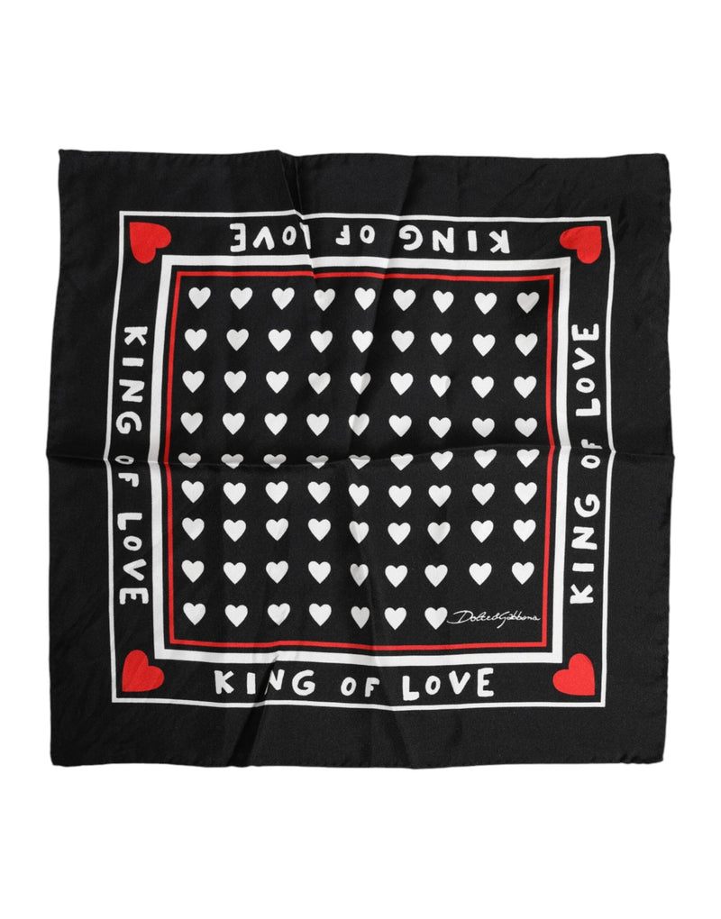 Black Printed Silk Square Men Foulard Scarf Dolce & Gabbana