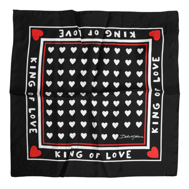 Black Printed Silk Square Men Foulard Scarf Dolce & Gabbana