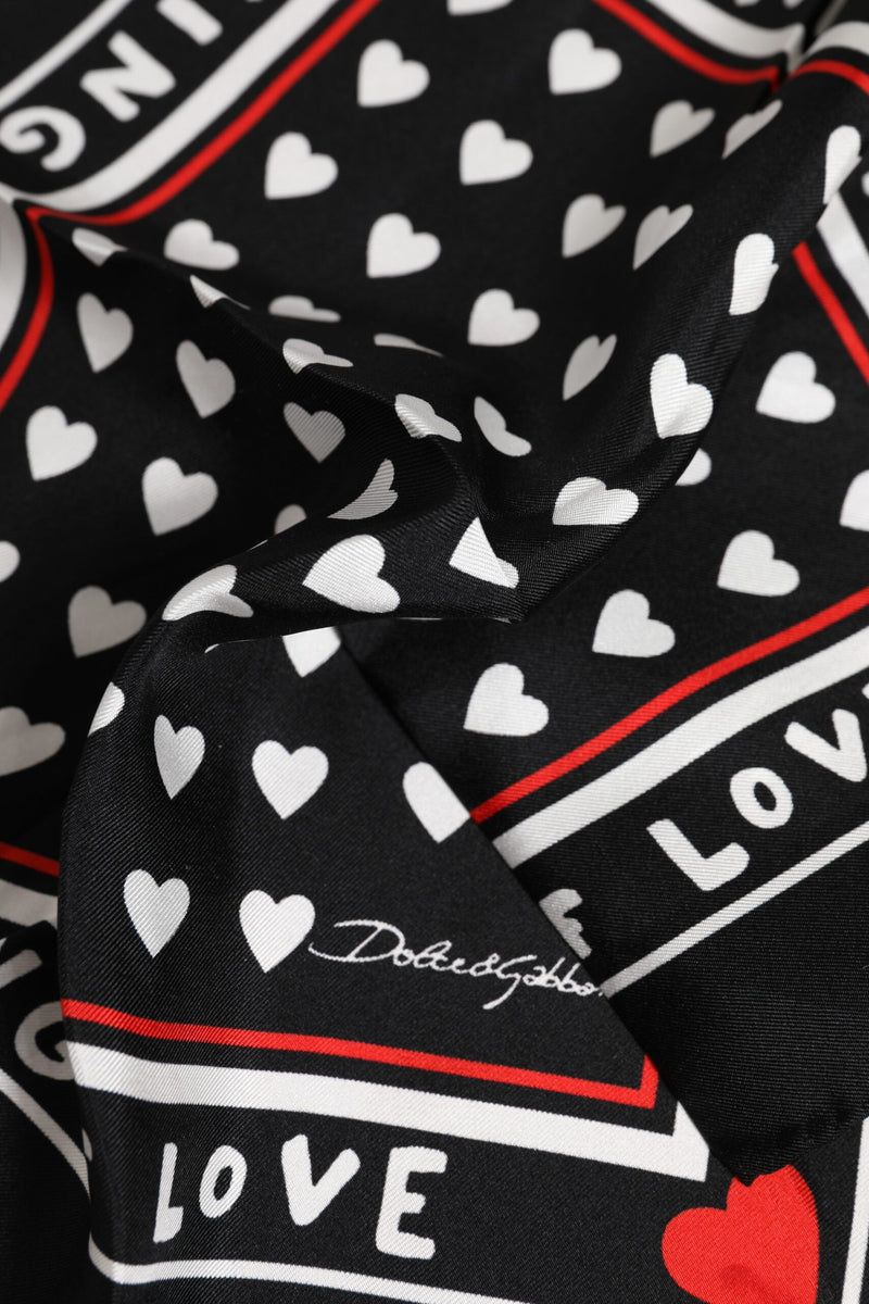 Black Printed Silk Square Men Foulard Scarf Dolce & Gabbana