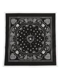 Black White Bandana Square Men Foulard Scarf Dolce & Gabbana