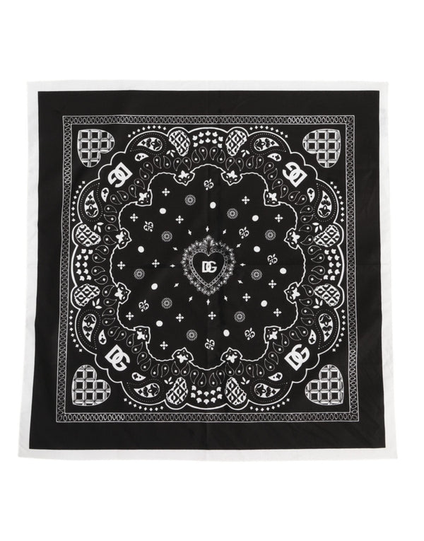 Black White Bandana Square Men Foulard Scarf Dolce & Gabbana
