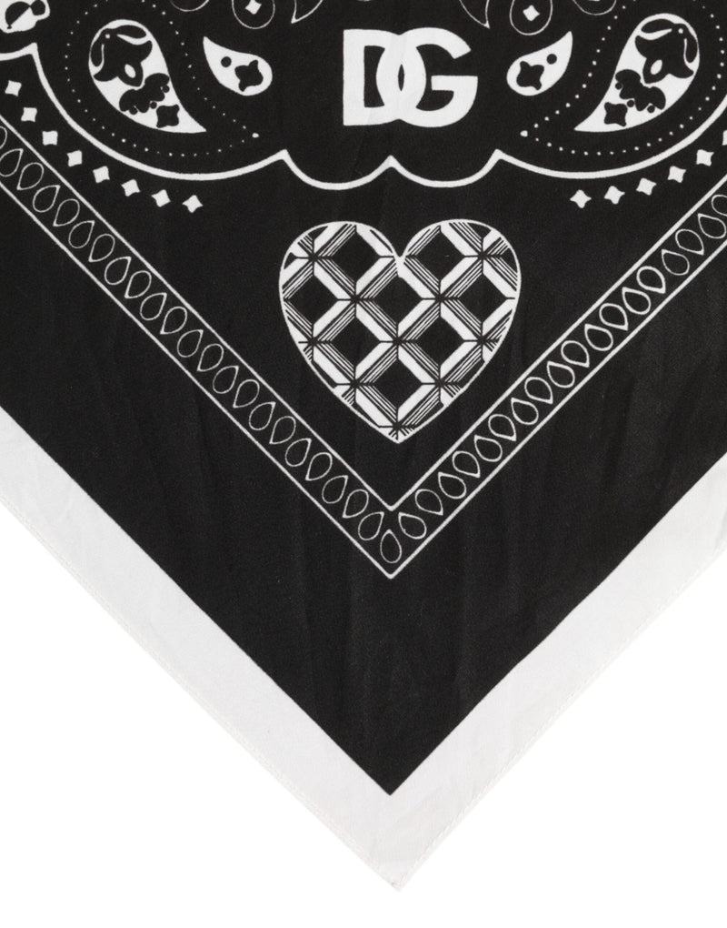 Black White Bandana Square Men Foulard Scarf Dolce & Gabbana