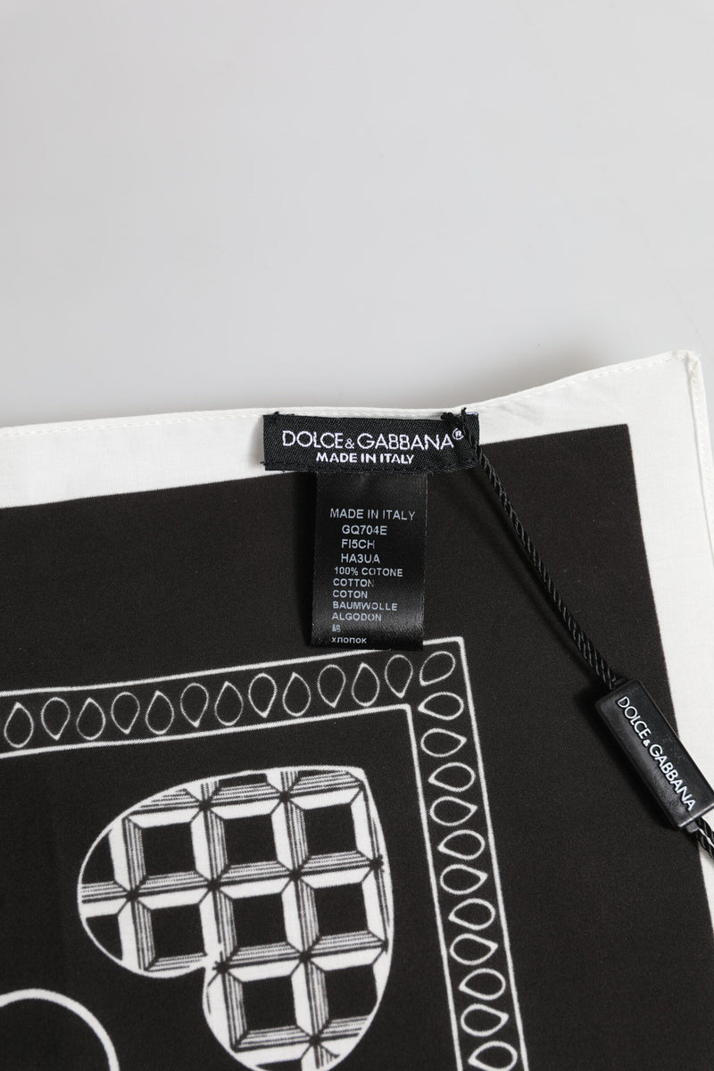 Black White Bandana Square Men Foulard Scarf Dolce & Gabbana