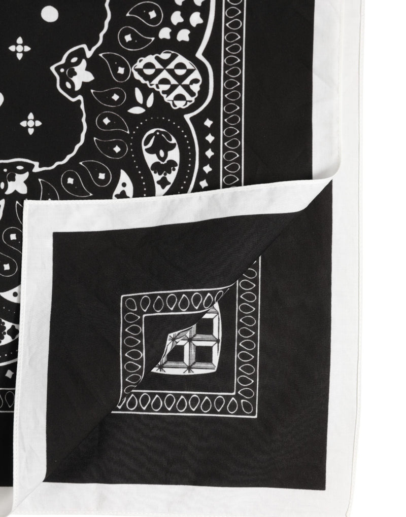 Black White Bandana Square Men Foulard Scarf Dolce & Gabbana