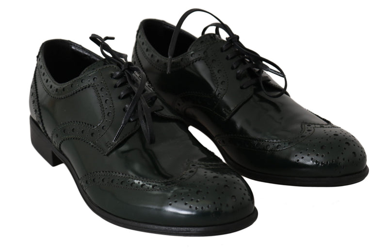 Elegant Green Brogues Oxford Wingtip Flats Dolce & Gabbana