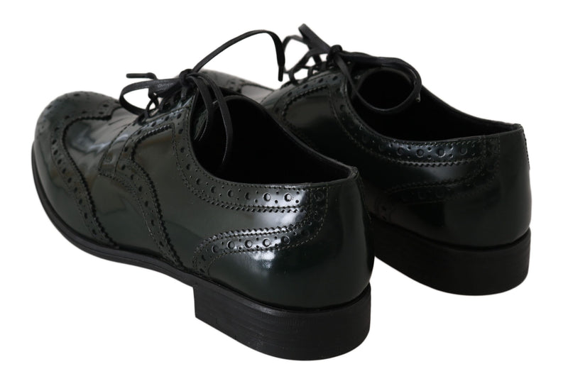 Elegant Green Brogues Oxford Wingtip Flats Dolce & Gabbana