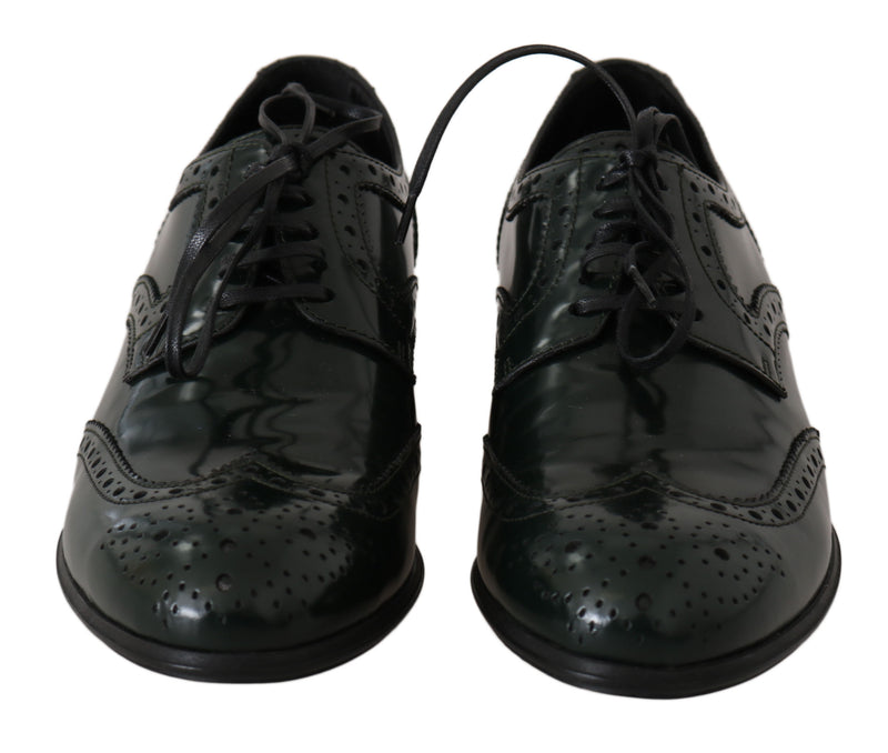 Elegant Green Brogues Oxford Wingtip Flats Dolce & Gabbana