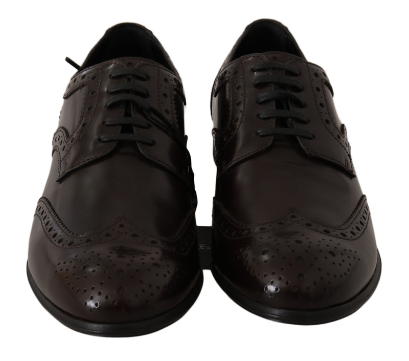 Elegant Brown Leather Oxford Flats Dolce & Gabbana