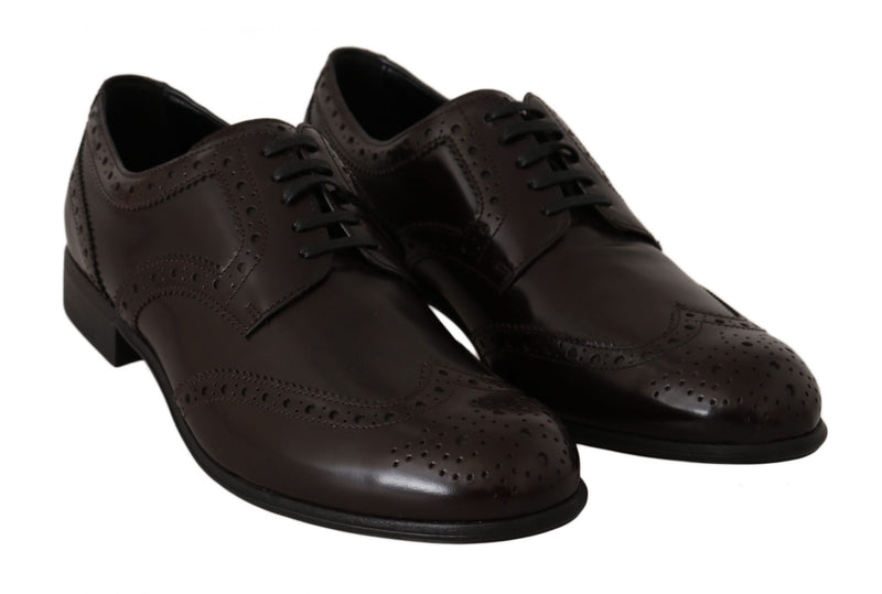 Elegant Brown Leather Oxford Flats Dolce & Gabbana