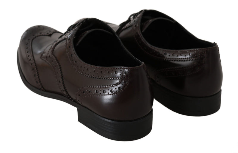 Elegant Brown Leather Oxford Flats Dolce & Gabbana