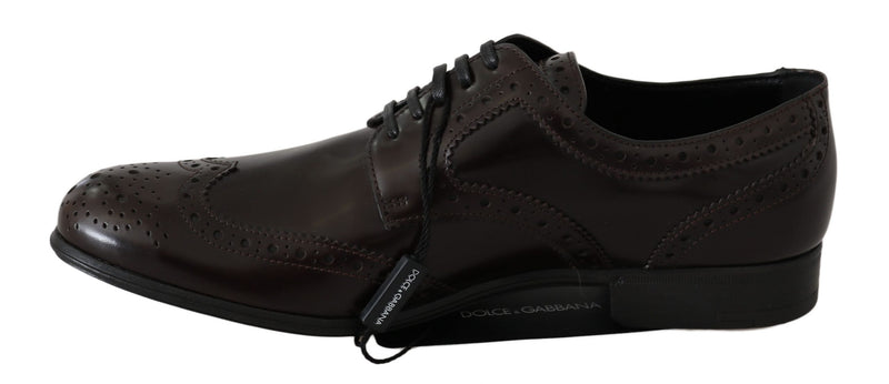 Elegant Brown Leather Oxford Flats Dolce & Gabbana